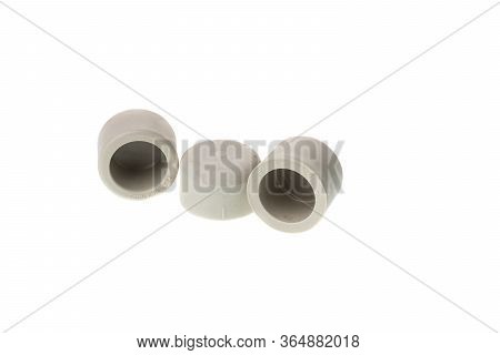 Set Of Plastic Ppr Female Cap End Fitting For Water Pipes, Isolated On White Background