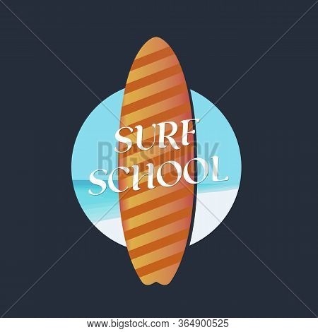 Surf School Or Club Sign - Logotype With Text For Website, Wear, Banner, Surfing Station, Sports Cam