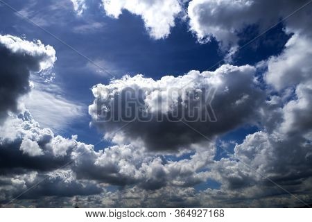 View Of Blue Sky Background With Clouds.