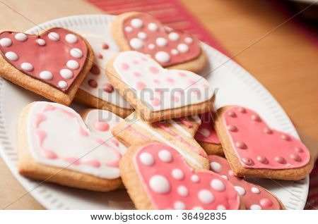 Pink og hvide hjerte Cookies