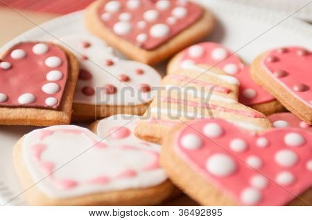 Pink og hvide hjerte Cookies