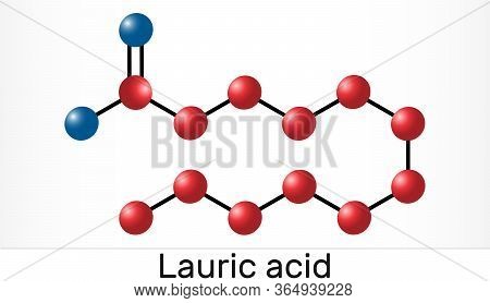 Lauric Acid, Dodecanoic Acid, C12h24o2 Molecule. It Is A Saturated Fatty Acid. Iillustration