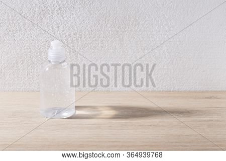 Container With Antibacterial Gel, Alcohol Gel For Protection Against The Pandemic Civid-19
