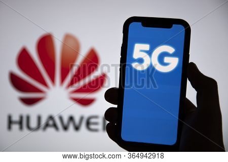London, Uk - May 6th 2020: Huawei Logo 5g Communication Technology Concept