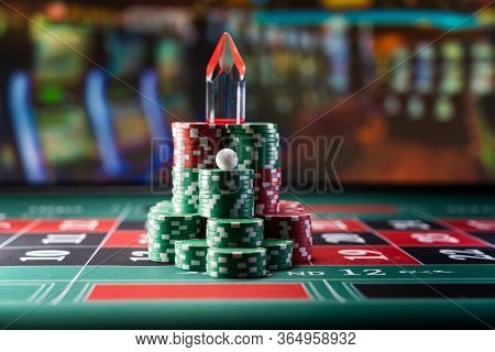 Roulette table with winning number Dolly  close up at the Casino - Selective Focus