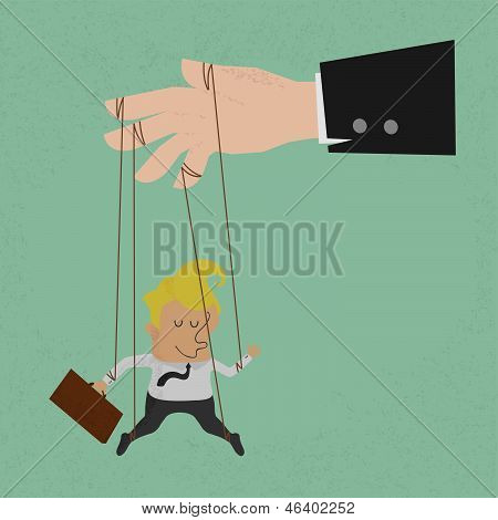 Businessman marionette on ropes controlled vector format