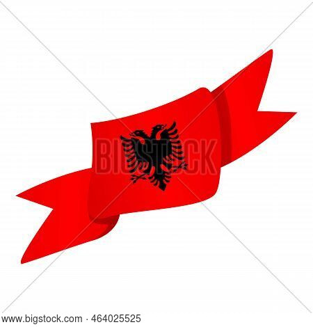 Albania Ribbon Icon Cartoon Vector. Flag Map. Albanian Traditional