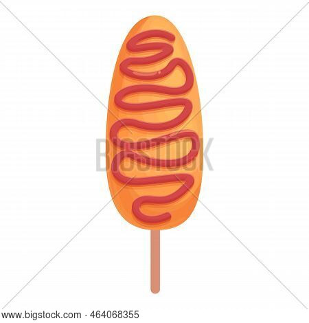 Ketchup Corn Dog Icon Cartoon Vector. Food Stick. Korean Sauce