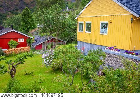 Norway Rorbus Farm In Aurlandsfjord Branch Of Sognefjord