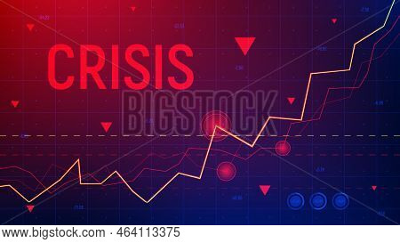 Concept Of Financial Crisis. Vector Illustration With 3d Growing Up Crisis Charts. Stock Market Cras