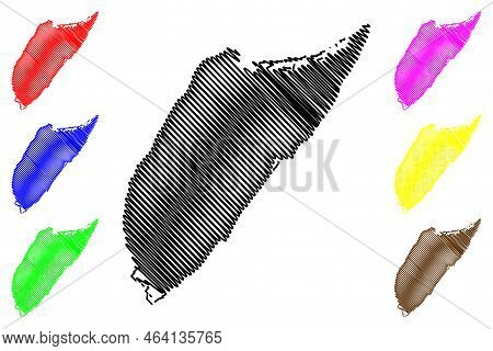Cozumel Island (united Mexican States, Mexico, Cenrtal America, Caribbean Islands) Map Vector Illust