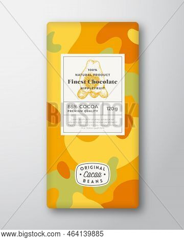 Nipplefruit Chocolate Label. Abstract Shapes Vector Packaging Design Layout With Realistic Shadows. 