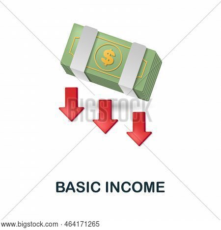 Basic Income Icon. 3d Illustration From Fintech Industry Collection. Creative Basic Income 3d Icon F