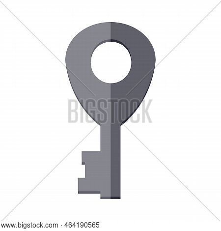 Retro Silver Key Cartoon Illustration. Metal Key From Locks With Ornate Heads Isolated On White Back