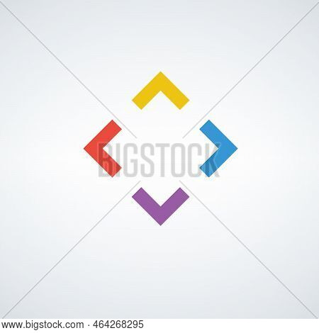Geometric Abstract Square Element. Creativity Box Or Frame Logo Template With Different Color Corner