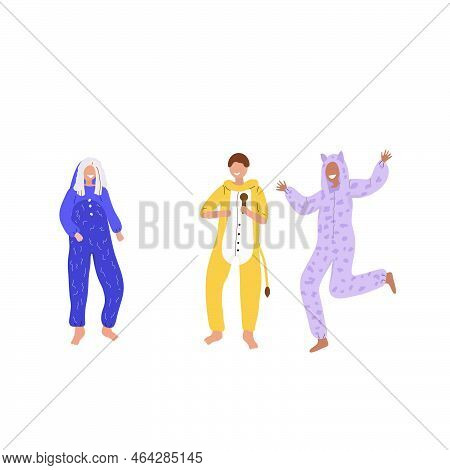 Pajama Party.  At A Halloween Or New Year's Pajamas Party, Some People Wear Animal Pajamas