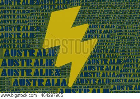 The Words 'australien, Australia, Australie ' As Word Art, Word Cloud, Tag Cloud In Different Langua
