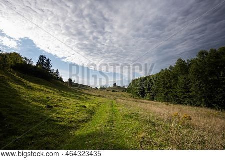 Pidkamin Inselberg Stone On Hill Landscape. Ukraine.
