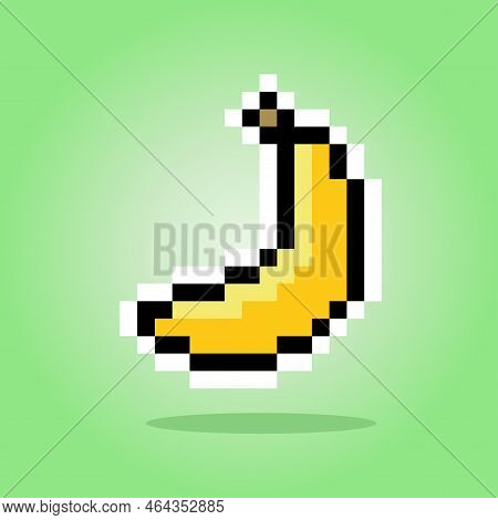 8 Bit Pixel Banana. Fruits In The Illustration Of Game Asset Vector 8 -bit.