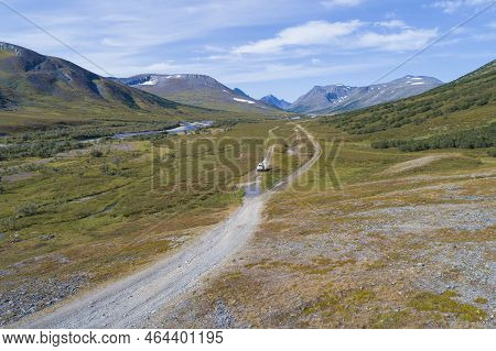 Roads Of The Polar Urals. Bolshaya Khadata River Valley, Yamalo-nenets Autonomous Okrug, Russia
