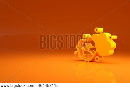 Yellow Gold Nugget Icon Isolated On Orange Background. Mineral Boulder. Minimalism Concept. 3d Illus