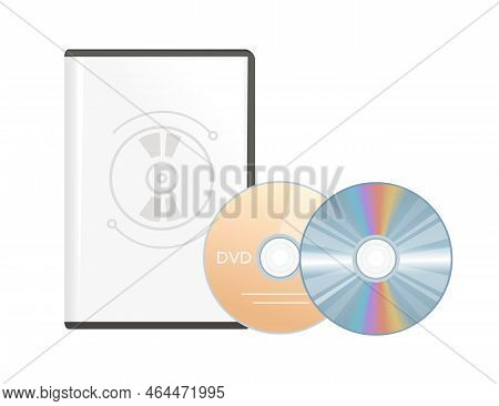 Dvd Or Cd Disc With Plastic Box Digital Technology Data Storage Vector Illustration Isolated On Whit