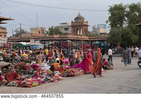 Jodhpur, Rajasthan, India - 20.10.2019 : Rajasthani Womens Clothes Being Sold At Famous Sardar Marke