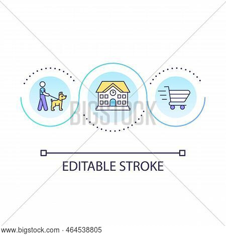 Convenient Neighborhood Factors Loop Concept Icon. Buy Home. House Purchase. Schools And Walkability