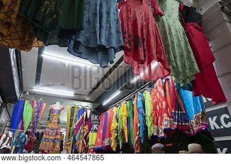 Jodhpur, Rajasthan, India - 19.10.2019 : Rajasthani Womens Clothes Are Hanging For Sale , Being Disp