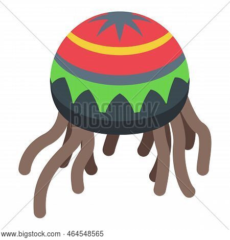 Dreadlocks Cap Icon Isometric Vector. Rasta Wig. Woman Style