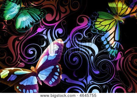 Whimsical Butterfly Scroll