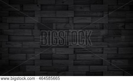 Dark Wood Texture Background. Vintage Old Black Boards Hardwood. Charcoal Timber Quality High. Patte