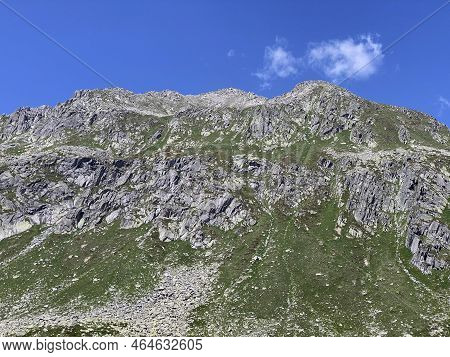 The Monte Prosa Peak (2737 M) In The Massif Of The Swiss Alps And In The Area Of The Mountain St. Go