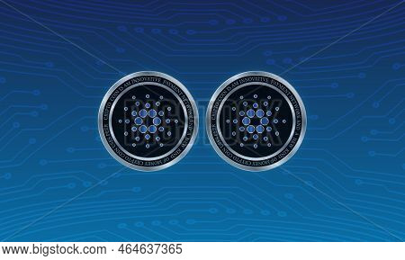 Image Of Cardano-ada Cryptocurrency. 3d Illustration. Coin Logo.