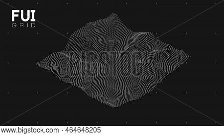 Fui Gui 3d Vector Landscape Scan Grid. Abstract Futuristic Background. Sci-fi Hi-tech Design