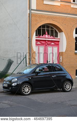 Luckenwalde, Germany - April 18, 2022: Compact Urban Hatchback Fiat 500 Car Parked At Town Street In