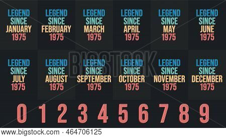 Legend Since 1975 All Month Includes. Born In 1975 Birthday Design Bundle For January To December
