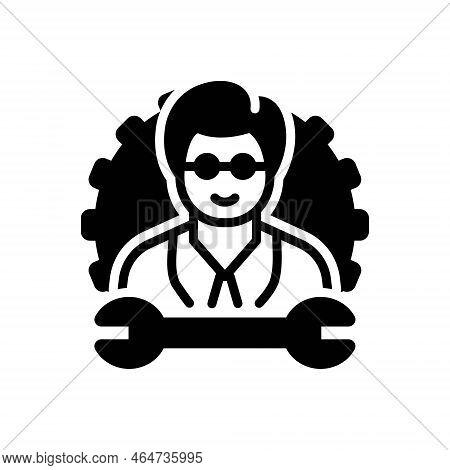 Black Solid Icon For Occupation Trade Profession Employment Job Engineer Job Config Wrench Service