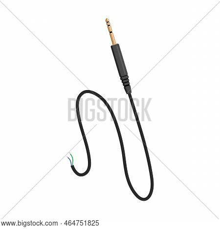 Audio Jack Plug. Broken Electrical Cable. Vector Illustration Of Damaged Cords For Power, Connection