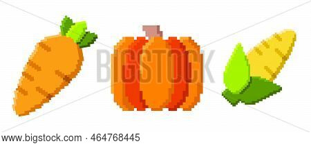 Pixel Art Icon. Pixel Art Vegetables Icon. Cute Pixel Vegetables. 8 Bit Pixel Vegetables. Old School