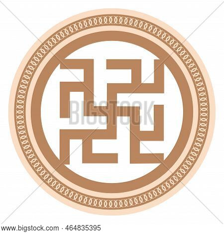 Flower Of Perun, Overcome Grass, Water Lily, Slavic Symbol, Decorated With Scandinavian Patterns. Be