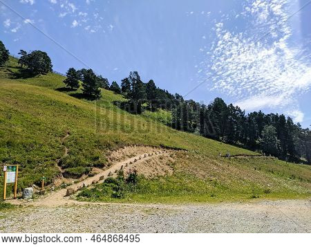 Arkhyz, Karachay-cherkessia, Russia - August 21, 2022: View Of The Trail Of Romantics In The Resort 