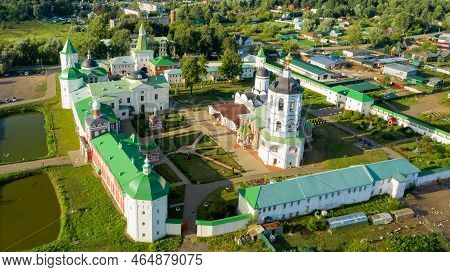 Aerial View Over The Nicholas Peshnoshsky Monastery On A Summer Evening At Sunset