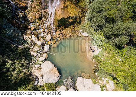 Sotira River With Sotire Waterfall In Summer 2022
