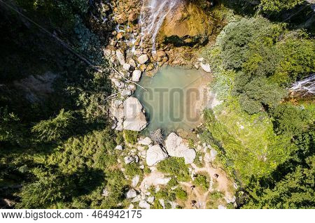 Sotira River With Sotire Waterfall In Summer 2022