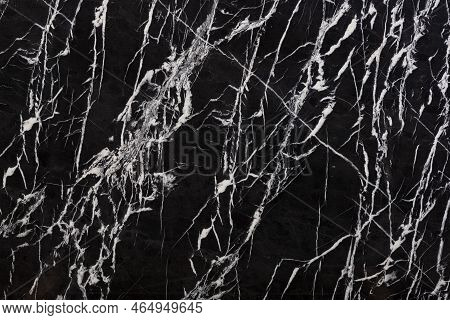 Bianco Nero - Natural Marble Stone Texture. Dark Pattern Of Marble, Photo Of Slab. Wallpaper Of Natu
