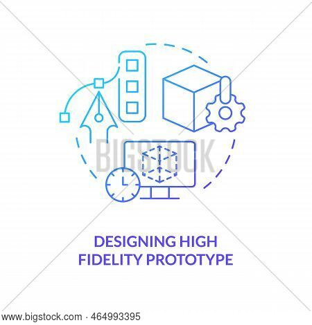 Designing High Fidelity Prototype Blue Gradient Concept Icon. Digital Product. Frequent Ux Developme