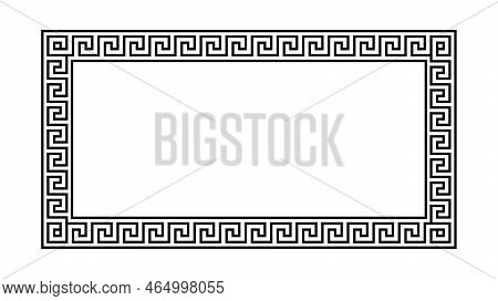 Greek Ornament Frame. Meander Rectangle Pattern. Ancient Greek Fret Border. Geometric Meandros Motif