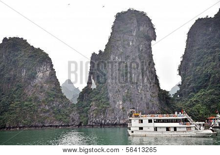 Tourist Junks In Halong Bay, Vietnam