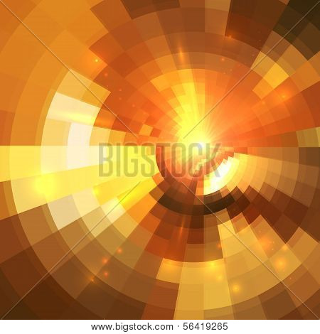 Abstrakt orange skinnende cirkel tunnel baggrund
